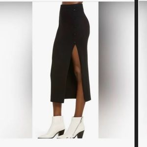Open edit Ribbed knit midi skirt with slit